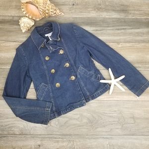 GAP Double Breasted Denim Jean Jacket Sz 2